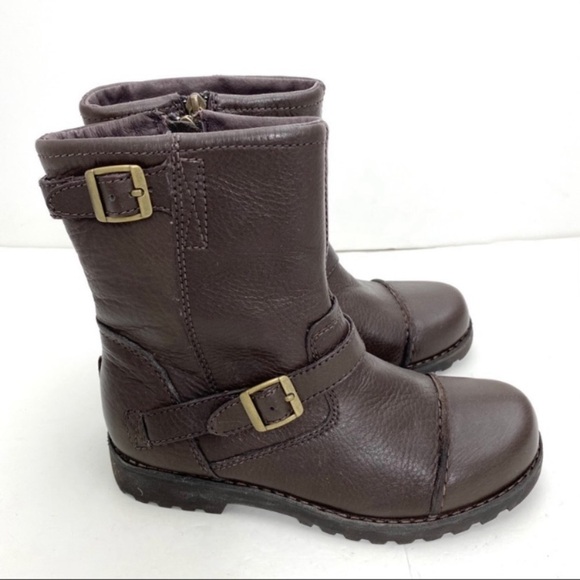 Ugg Cowen Cap toe Sheepskin Leather Biker Moto Boot in Brown Size 4 SN 3295 - Picture 5 of 11